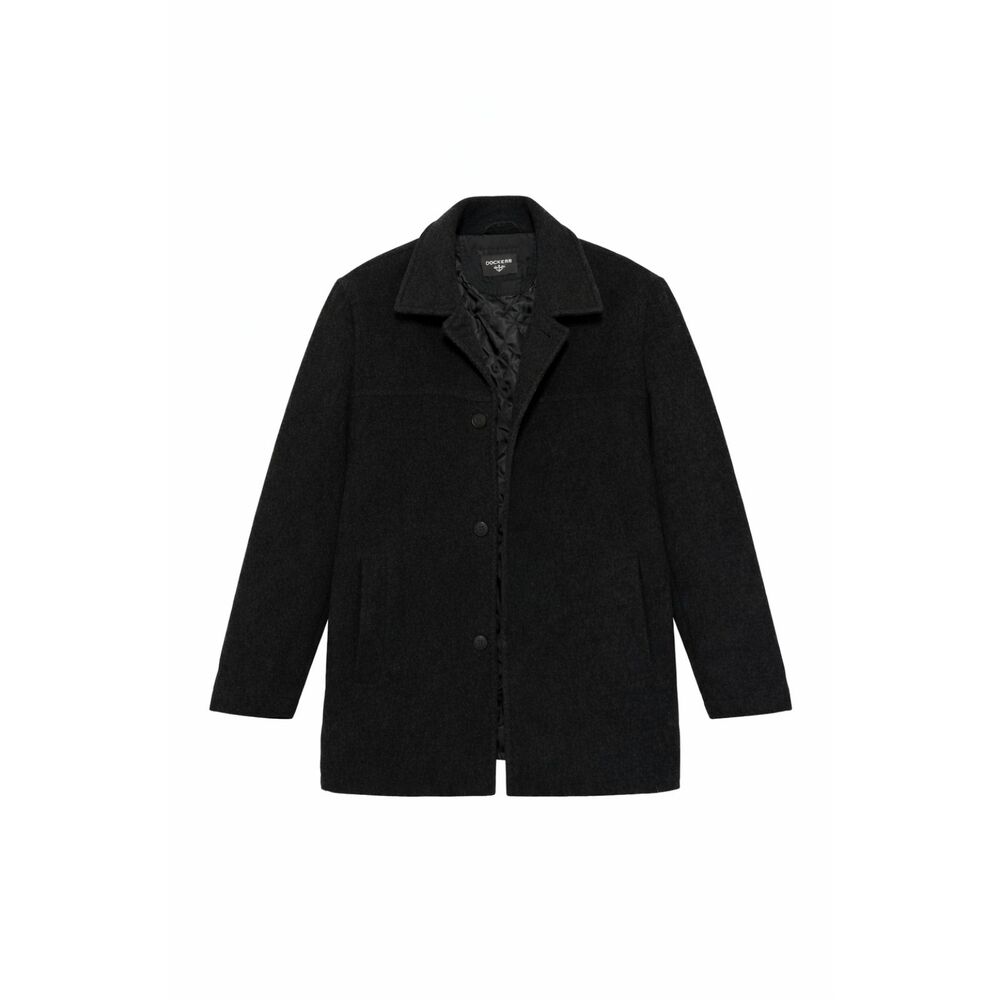 Dockers Wool Blend Peacoat Black Classic Overcoat Minimalist Mens Jacket Large